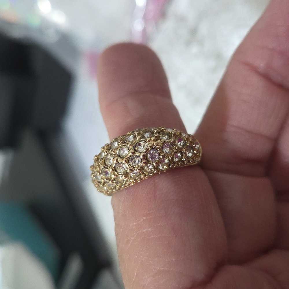 18K Gold Plated  Stainless Steel Gold Plate Diamond Simulated Size 8